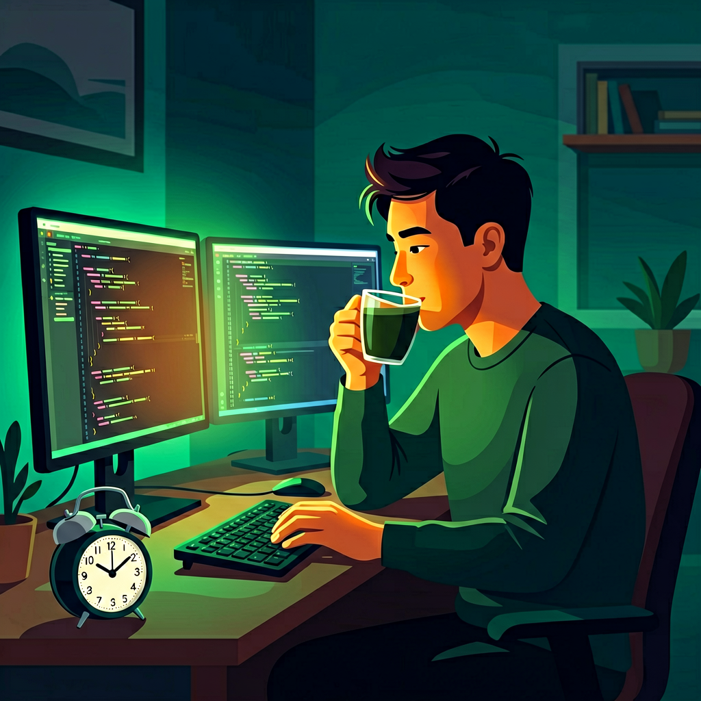 AI 配图:凌晨还在等福利解锁的程序员